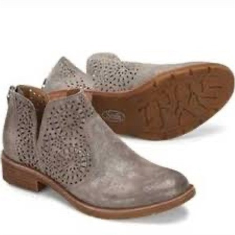 Sofft Barrosa metallic gray silver bronze ankle boots leather women's size 11
